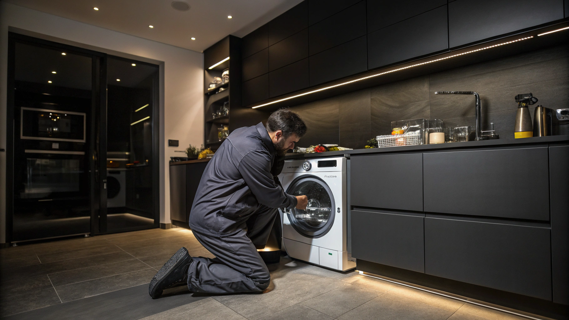 Emergency appliance repair technician troubleshooting residential equipment in Griffin GA