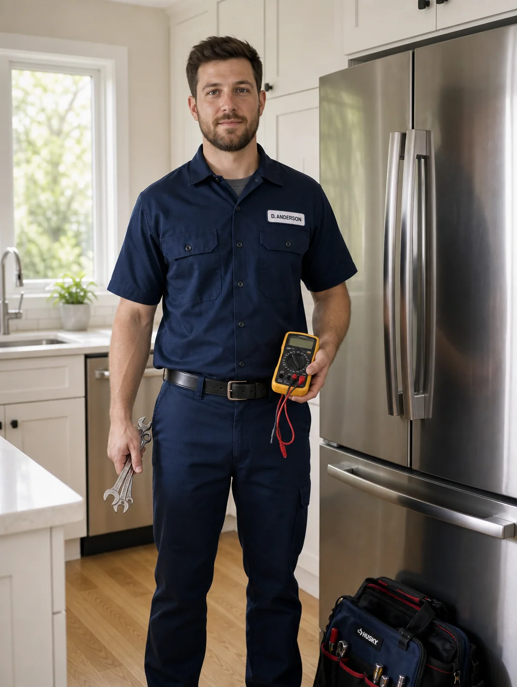Technician repairing a Maytag laundry appliance in Griffin Georgia